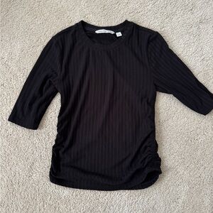Calvin Klein Jeans Black Rib-Knit Short Sleeve Tee (size XS)
